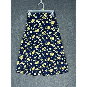 Vintage California Concepts Midi Skirt Size XS Blue Yellow Floral Cottagecore
